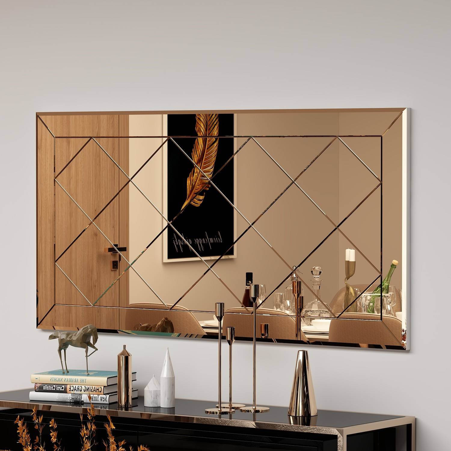 Miroir décoratif Javean L120xH60cm Bronze