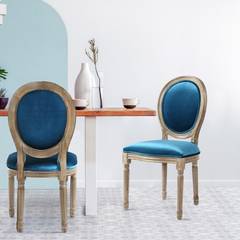 Kavel van 20 Louis XVI Blauw Velvet stoelen