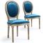 Lote de 2 sillas medallon estilo Luis XVI terciopelo azul