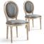 Set di 2 sedie a medaglione in stile Luigi XVI in tessuto grigio chiaro