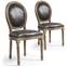 Lot de 2 chaises de style médaillon Louis XVI Tissu Marron Effet Vieilli 