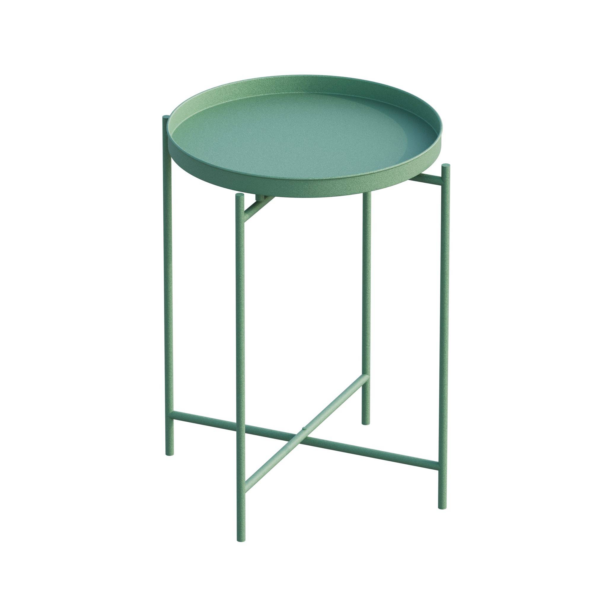 Table basse ronde style industriel Amula D46cm Métal Vert
