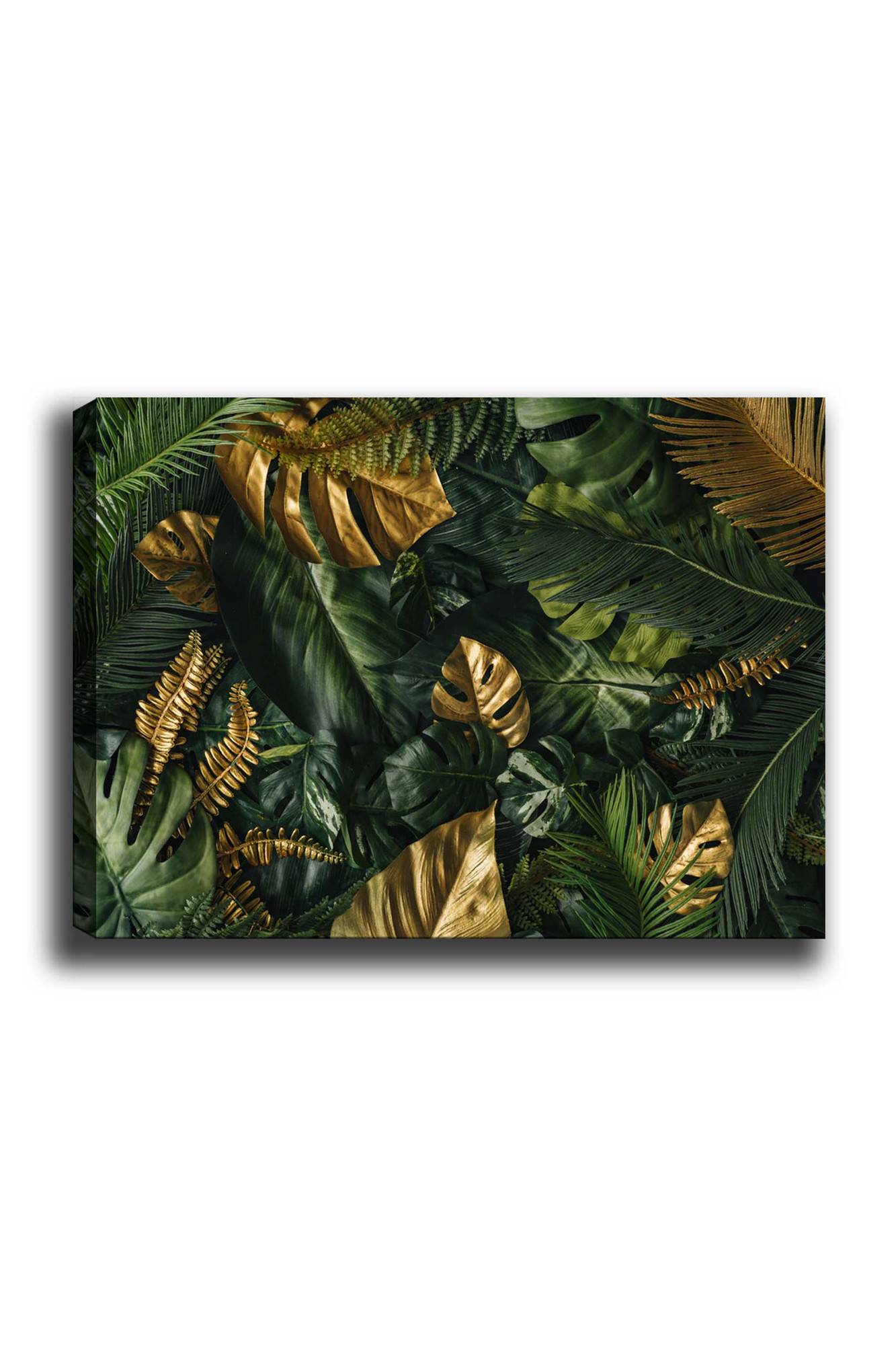 Tableau décoratif Pola L100xH70cm Feuilles tropicales Vert et Or