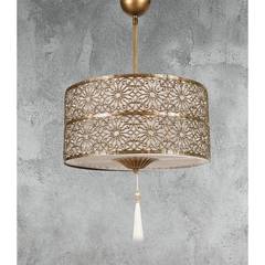 Lámpara colgante Rasvel D40cm Metal Arabesque patrón Oro