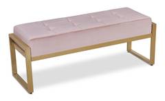 Banquette Edison Velours Rose Pieds Or