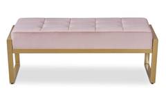 Banquette Edison Velours Rose Pieds Or