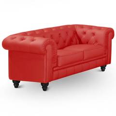Grand canapé 2 places Chesterfield Rouge