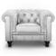 Grand fauteuil Chesterfield Argent