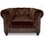 Grand fauteuil Chesterfield velours Marron