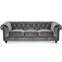 Grand Canapé Chesterfield 3-Sitzer Sofa mit Samtbezug Silber