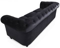 Grand Canapé Chesterfield 3-Sitzer Sofa mit Samtbezug Schwarz