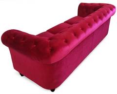 Grand Canapé Chesterfield 3-Sitzer Sofa mit Samtbezug Rot
