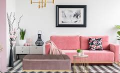 Banc coffre Alexandrie Velours Rose Pied Or
