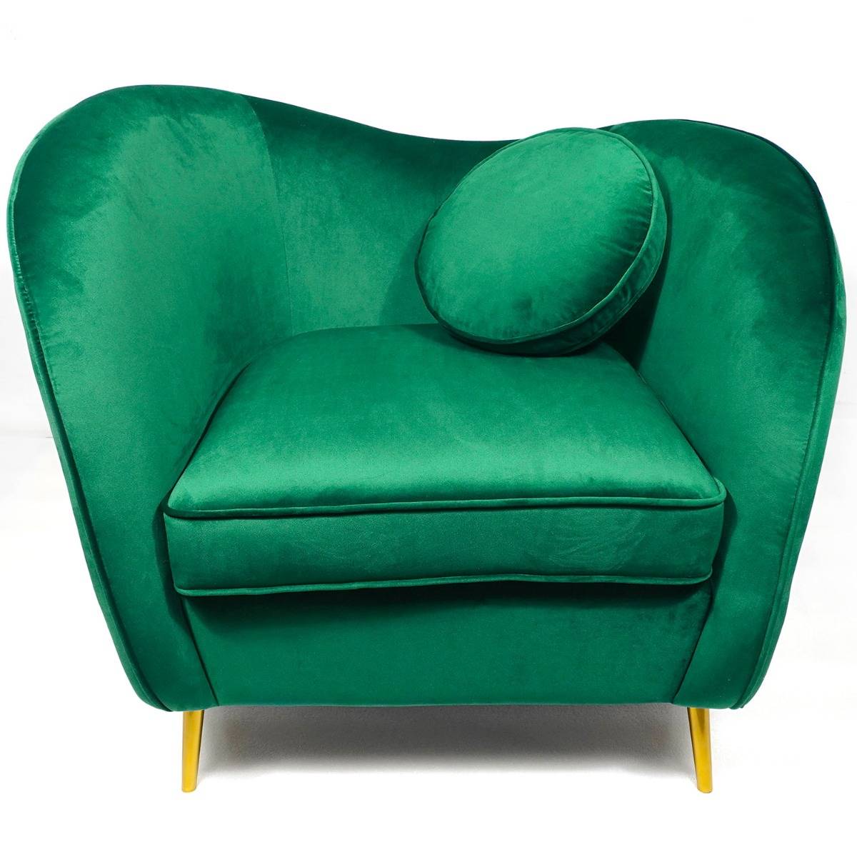 Marco Polo Hijsen schijf Altess fauteuil van groen fluweel met poten van goudkleurig metaal