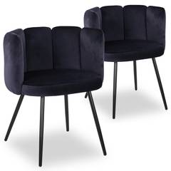 Set van 2 Amela zwart fluwelen stoelen