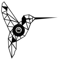 Applique murale origami colibri Apertura 44x44cm Bois et Métal Noir