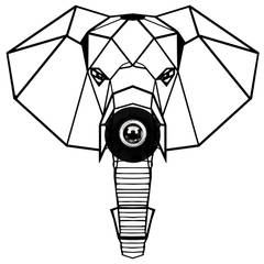 Applique murale origami tête d'éléphant Apertura 45x45cm Bois et Métal Noir