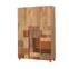 3-deurs kledingkast Perth L120cm Licht hout Geometrisch patroon in bruin