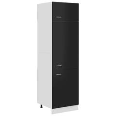 Armoire de réfrigérateur Baldwin 60x207cm Bois Noir Brillant