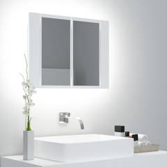Armario con espejo de baño Harel 45x60cm Madera Blanco y LED Multicolor