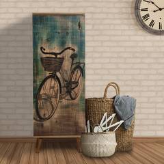 Geschlossener Schrank 1 Tür und 7 Einlegeböden Arat H136cm Holz Fahrrad Muster