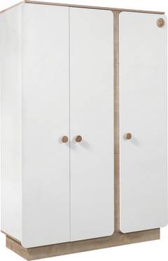 Tuke 3 deurs kledingkast L136cm Licht hout en Wit