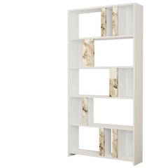 Bücherregal Respenda 90x180cm Holz Weißer Marmoreffekt