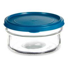 Boite alimentaire ronde hermétique 415ml Topalo Verre Transparent et Plastique Bleu