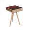 Tavolino treppiede scandinavo Bernid in legno chiaro e linee nere e rosse