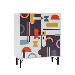 Stilly buffetkast hedendaagse stijl B95cm Wit Abstract geometrisch patroon