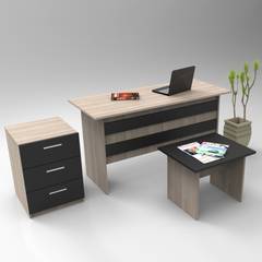 Schreibtisch, Kommode und Couchtisch Busymo Helle Eiche und Schwarz