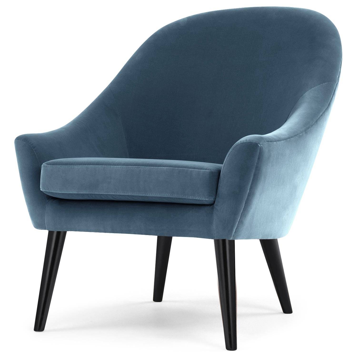 gastvrouw opmerking Knikken Scandinavische Dakota fauteuil van blauw fluweel