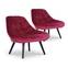 Danios Set mit 2 Sesseln mit Samtbezug Rot