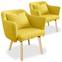 Dantes Set mit 2 Skandinavischen Sesseln mit Stoffbezug Gelb