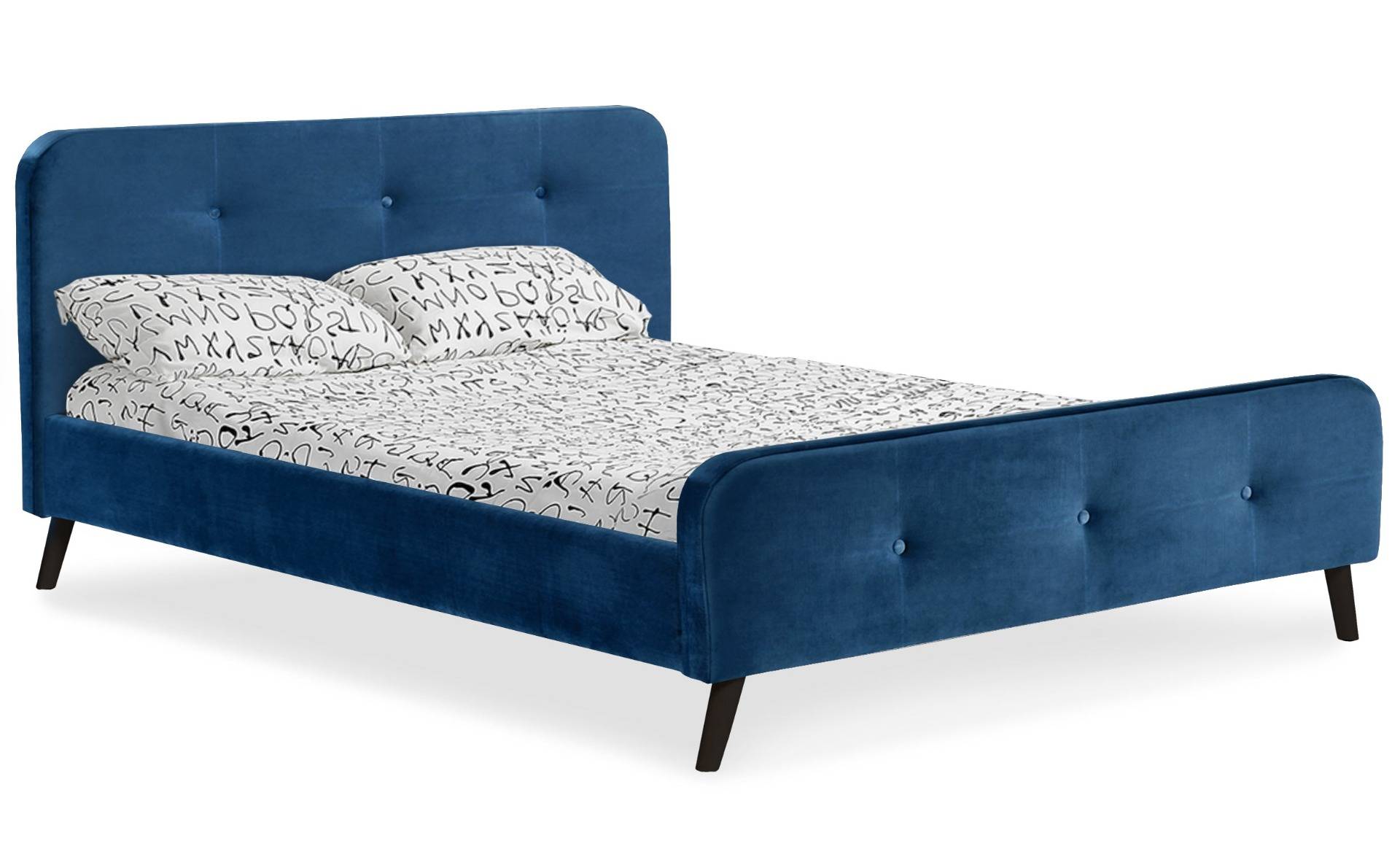 Scandinavisch bed met hoofdeinde en boxspring Blauw Velvet
