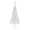 Mezzo albero di Natale bianco Hope H210cm con LED e palline dorate
