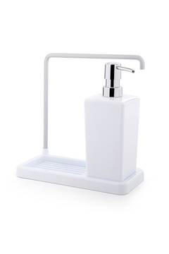 Distributeur de savon et porte éponge Qikal 420ml Blanc