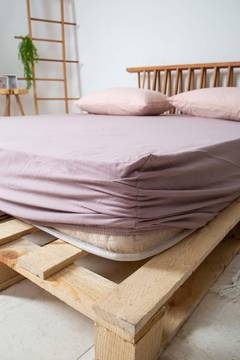 Drap-housse pour lit double 180x200cm Sandras 100% coton Violet lilas