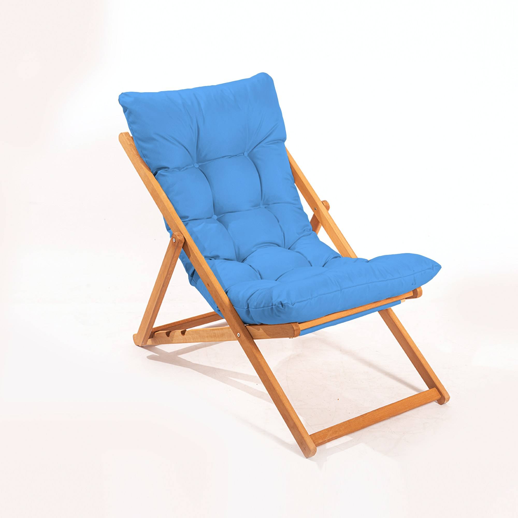 Ensemble 2 chaise de jardin et table basse Purrault clair et Tissu Bleu