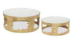 Conjunto de 2 mesas bajas redondas Melton mármol y metal dorado