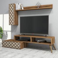 TV-Schrank und Regal aus Atho-Holz und cremeweiß