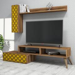 Atho TV-Schrank und Regalset aus Holz und Gelb