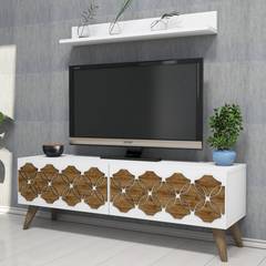 Fosco TV-Schrank und Regal-Set in Weiß und Holz