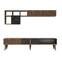 TV-meubel en wandplankenset Ribera Natuurlijk hout en zwart marmer effect