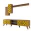 Varieer Arabesque patroon Natuurlijk hout en geel tv-meubel en wandplankenset