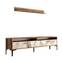 Varnus TV-meubel en wandplank in natuurlijk hout, wit marmer en zwart metaal