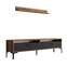 Varnus tv-meubel en wandplanken natuurlijk hout en antraciet en zwart metaal