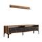 Varnus tv-meubel en wandplanken natuurlijk hout en zwart marmereffect en zwart metaal