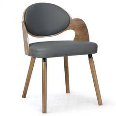 Set van 2 Estel vintage houten en grijze Scandinavische stoelen