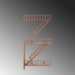 Étagère de rangement murale Diorama escalier de secours modèle A Métal Cuivré